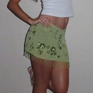 Green Floral Women's Skirt